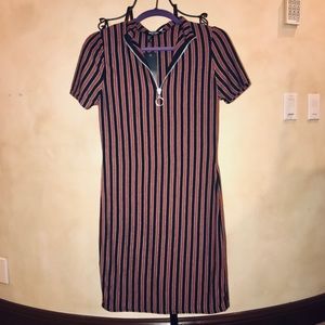 NWT Nasty Gal Striped Bodycon Dress with Zipper
